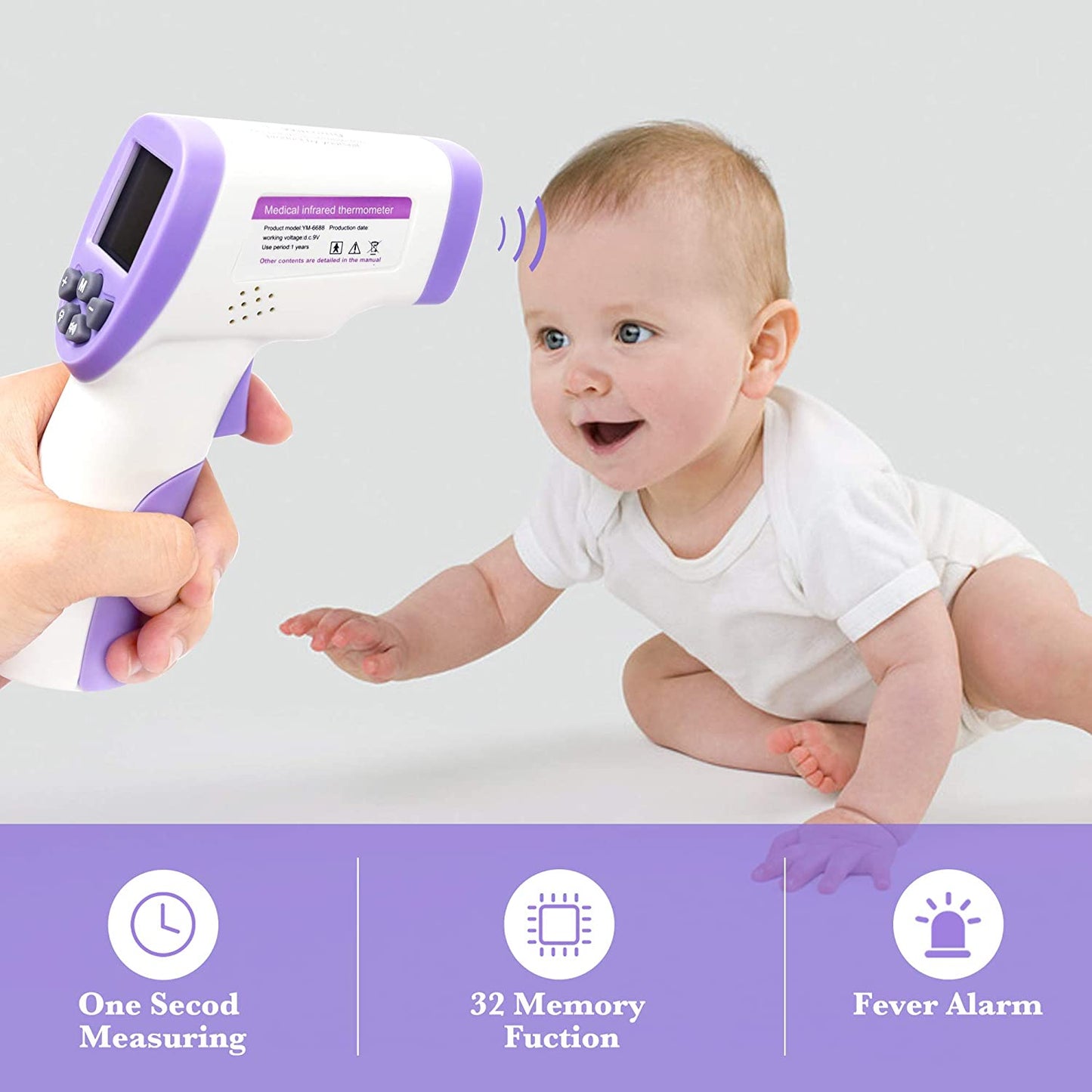 Digital Termomete Infrared Forehead Body Thermometer Gun Non-contact Temperature Measurement Device with Real-time Accurate Readings