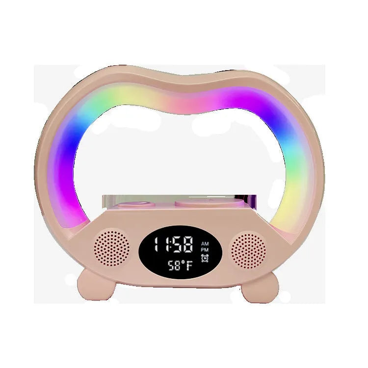 2024 New 6 In 1 Smart Remote Control Bluetooth Ambience Intelligent LED Table Lamp Multi Function Wireless Charger Night Light Bluetooth Speaker