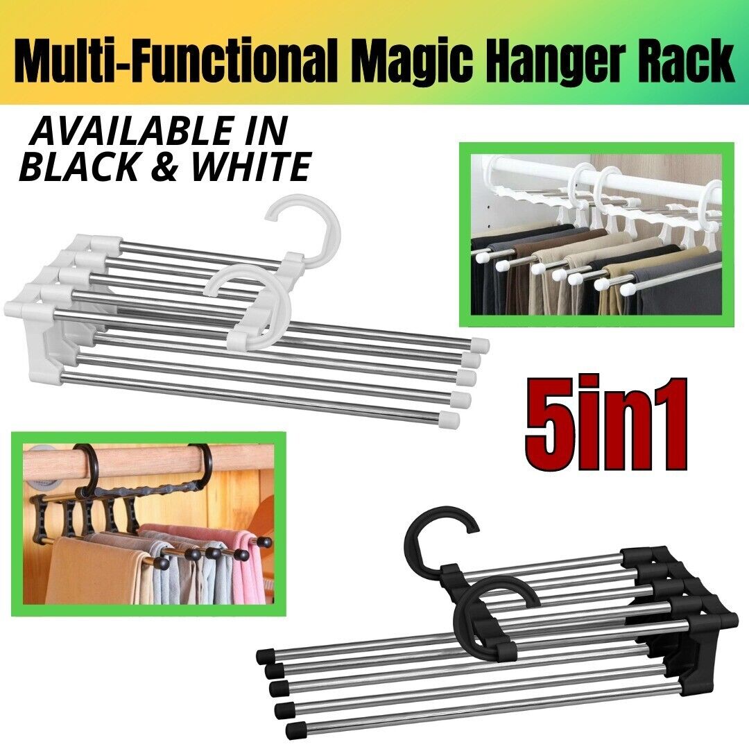 Wonder Metal Magic Hanger Pants Clothes Rack Hooks Space Saver Closet Organizers