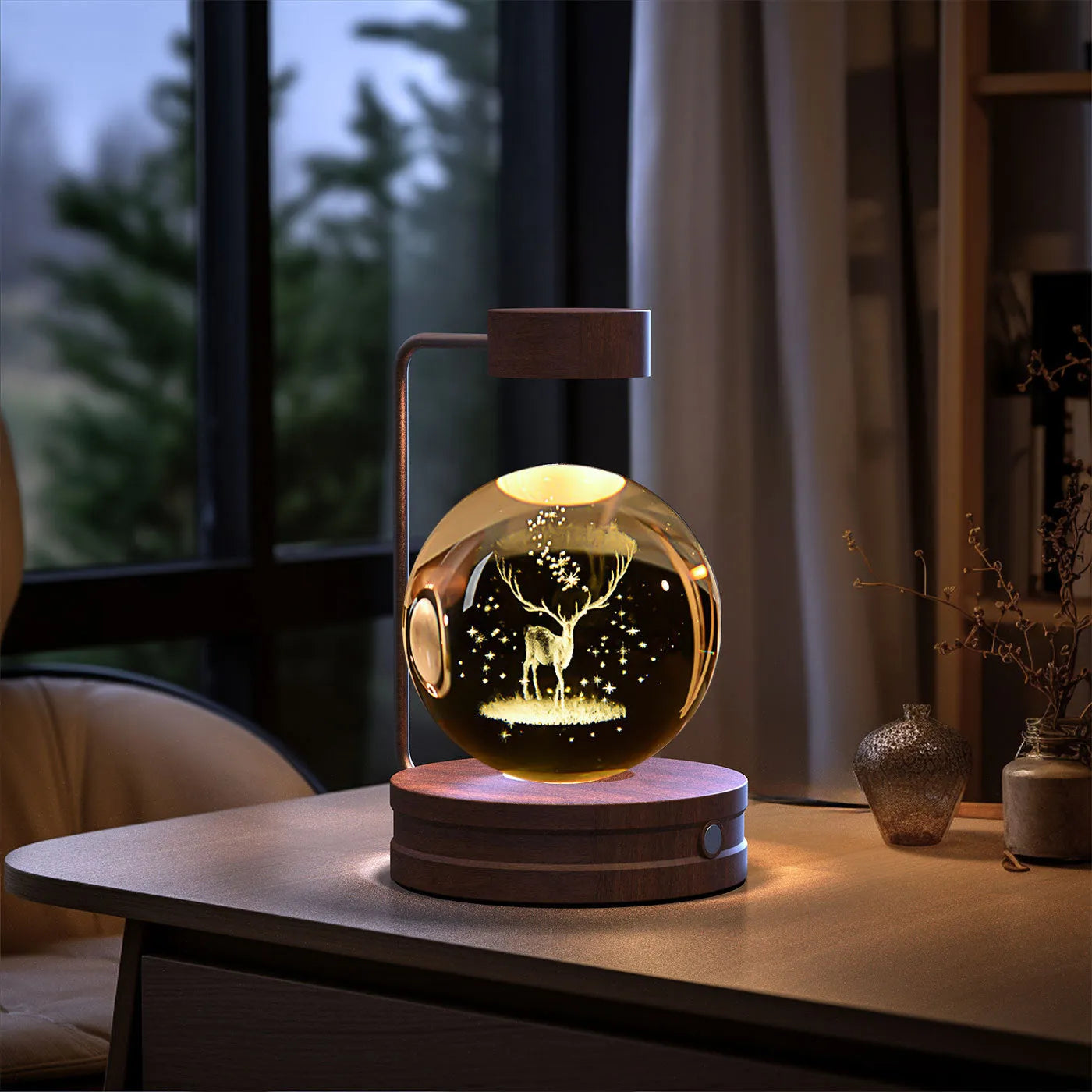 Crystal Ball Cosmic Dinosaur Indoor Night Light USB Powered Warm Bedside Lamp Birthday Gift