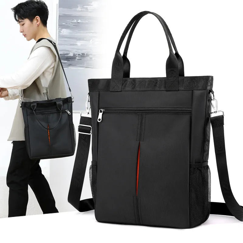 Simple Casual Business Leisure Computer Handbag for Men Oxford Material Solid Color Design