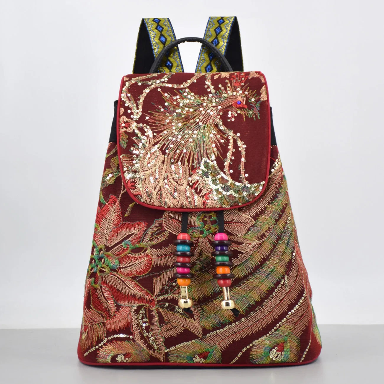 Fashion Women's Canvas Bucket Backpack in Sapphire Blue Black and Wine Red