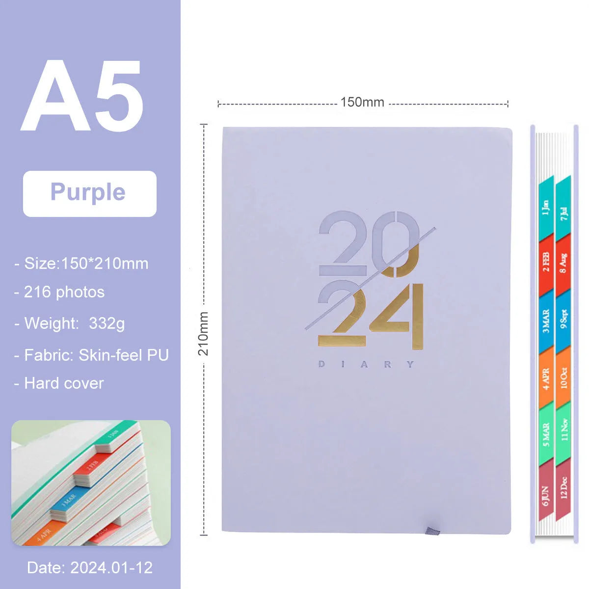 English Monthly Plan Weekly Plan Schedule Book 2024 A5 Notebook