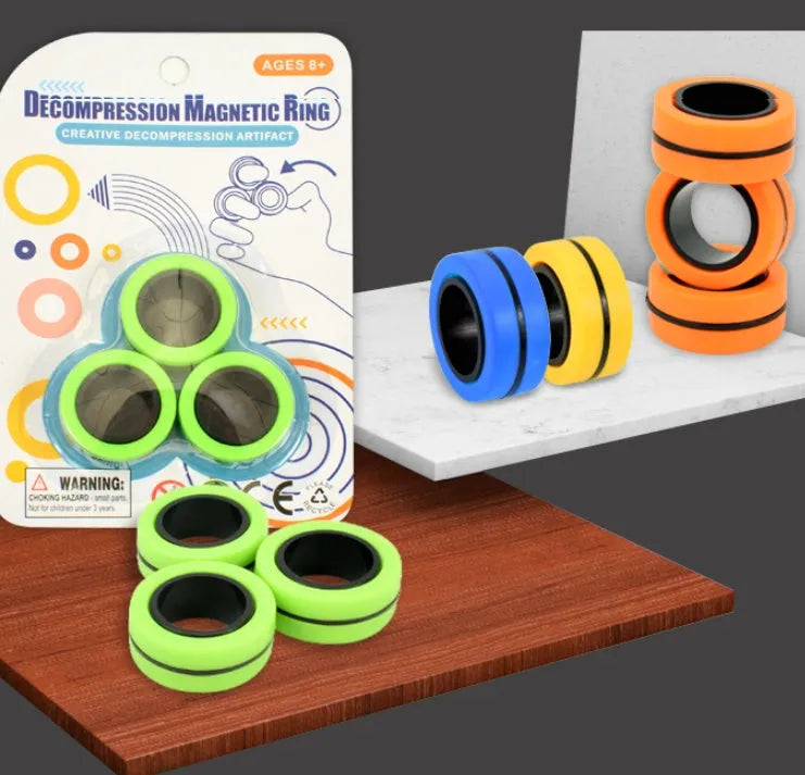 Trendy Magnetic Finger Ring Birthday Gift Set 3pcs and 6pcs Unzip Toys