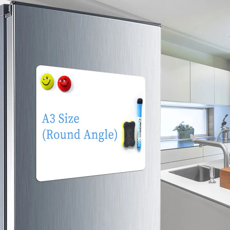 Magnetic Dry Erase Whiteboard for Refrigerator A3 Removable Memo Board for Family Kids Home and Office