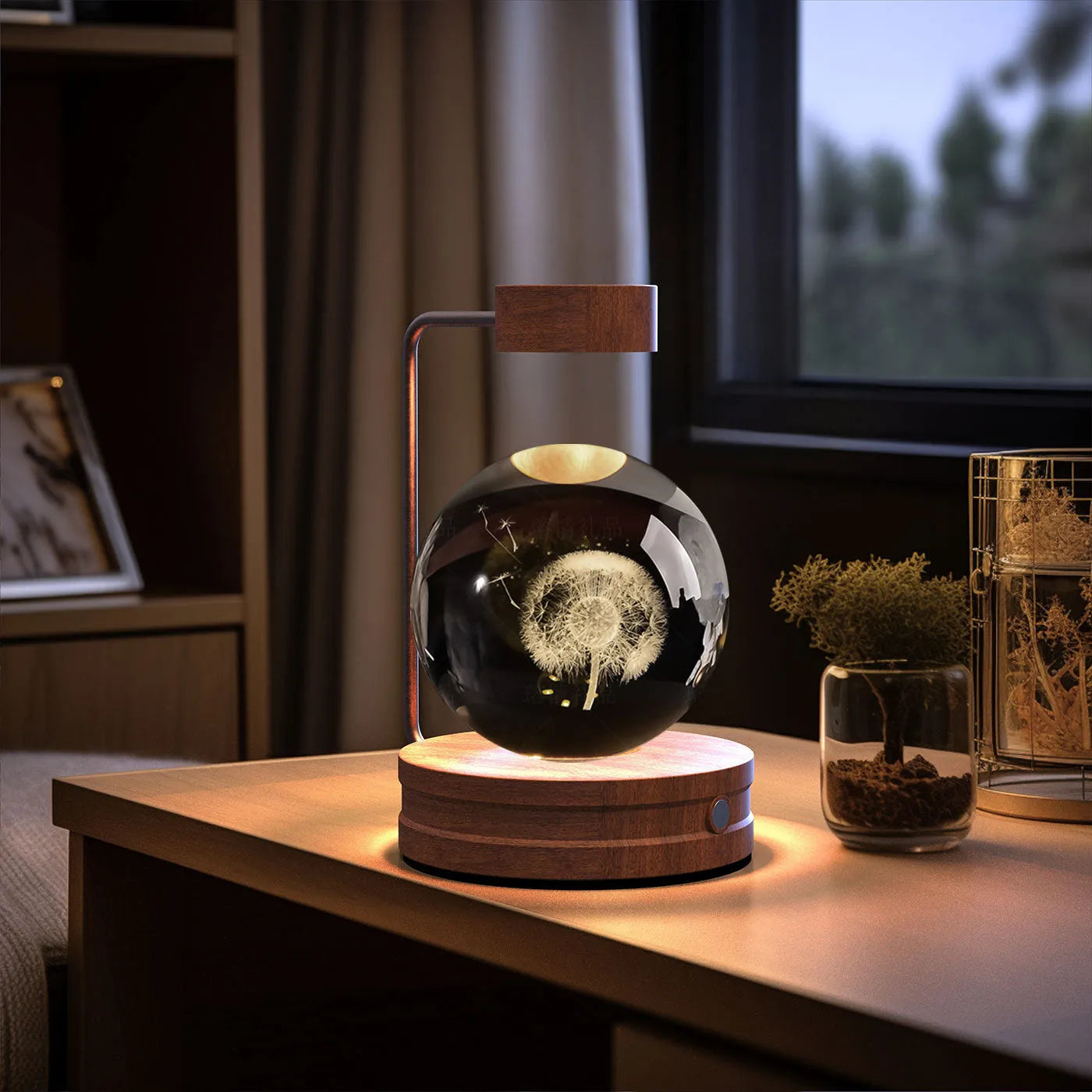 Crystal Ball Cosmic Dinosaur Indoor Night Light USB Powered Warm Bedside Lamp Birthday Gift
