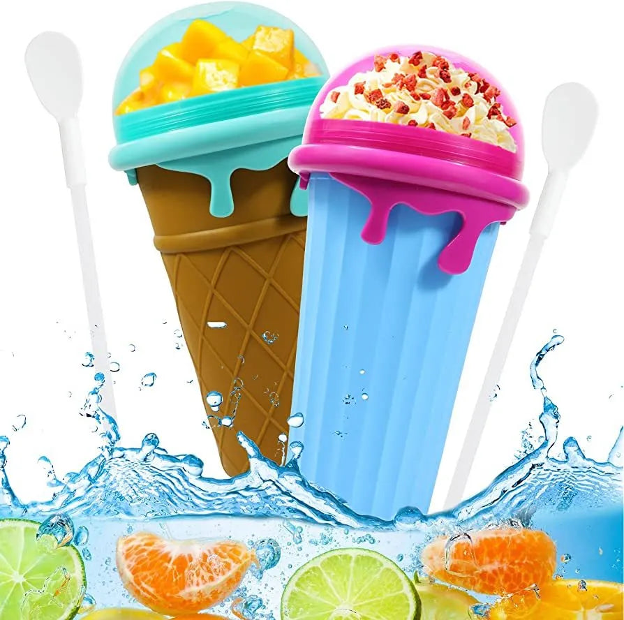 500ml Large Capacity Slushy Cup Summer Squeeze Homemade Juice Water Bottle Quick Frozen Smoothie Sand Cup Pinch Fast Cooling Magic Ice Cream Slushy