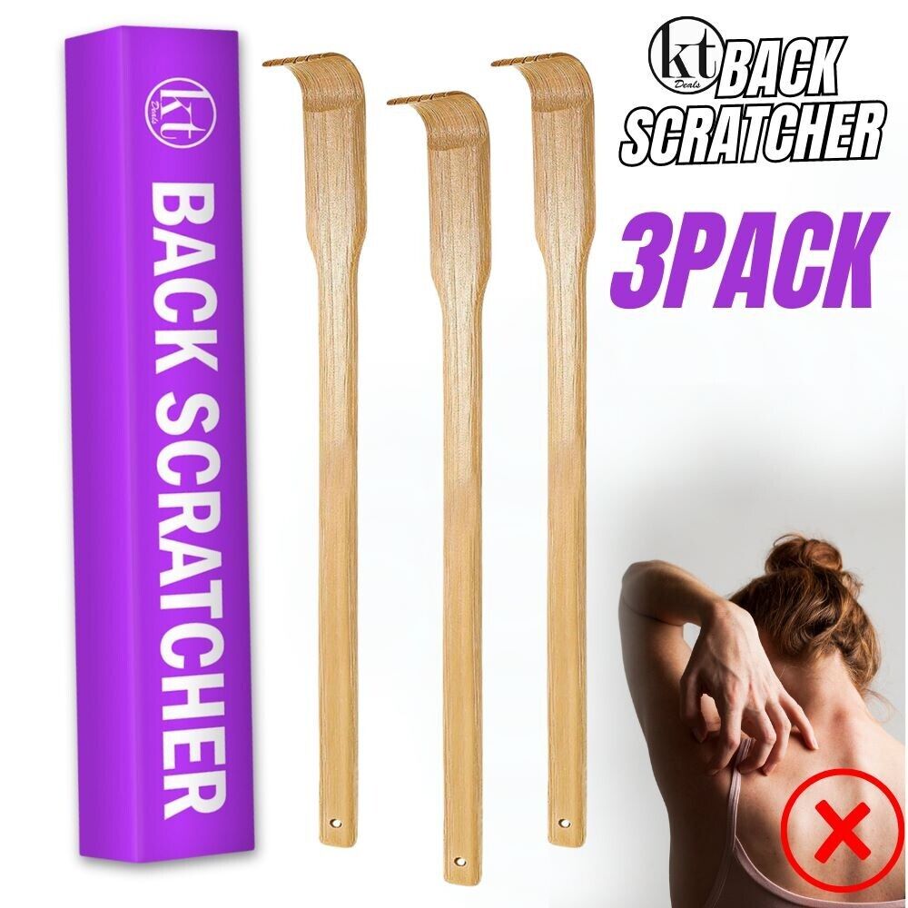 3pcs Natural Bamboo Back Scratcher,  Long Handle Pick Itch Relief Handcraft Tools