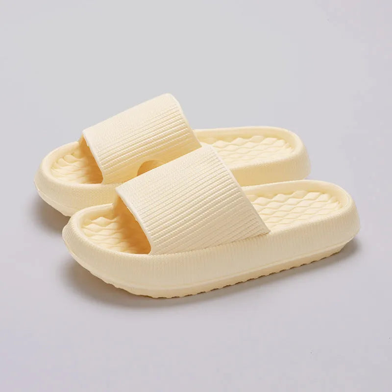 Summer EVA Slippers Solid Color Rhombus Stripe Anti Slip Home Shoes for Women