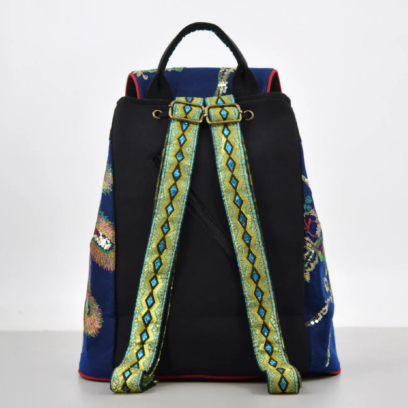 Fashion Women's Canvas Bucket Backpack in Sapphire Blue Black and Wine Red