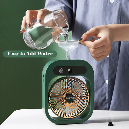 Air Conditioning Fan For Desk USB Rechargeable Misting Fan Air Cooler Portable Spray Fan With 3 Wind Speeds And Humidifier