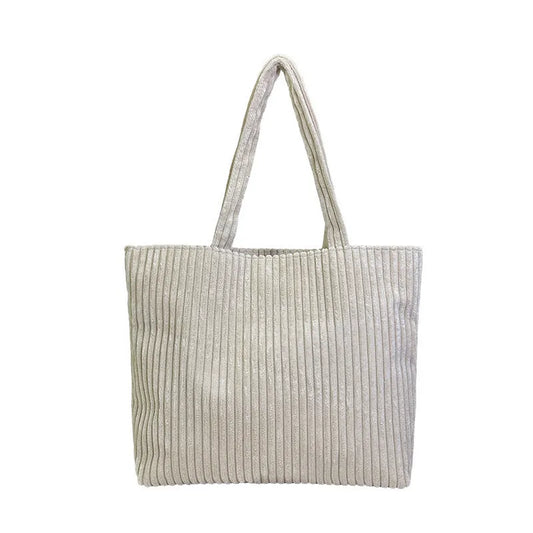 Solid Color Retro Corduroy Fashion Design Shoulder Bag with PU Lining and Zipper Change Bag