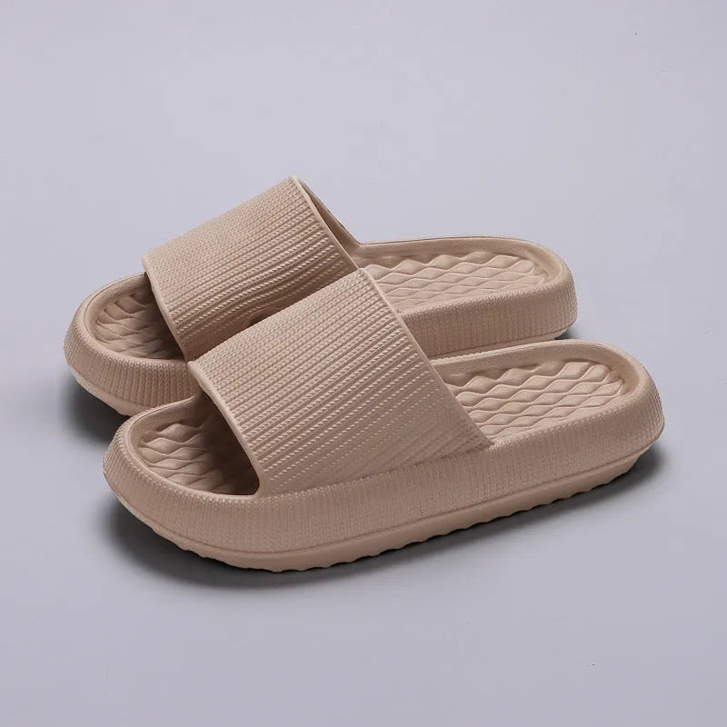 Summer EVA Slippers Solid Color Rhombus Stripe Anti Slip Home Shoes for Women