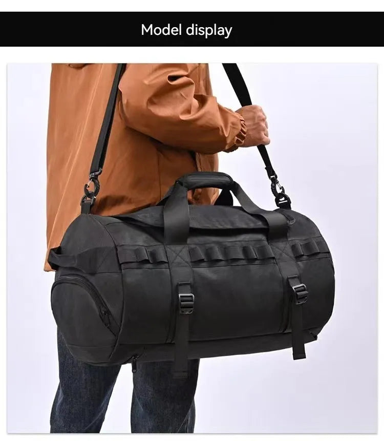 Men's Large Capacity Outdoor Camping Hiking Bag Waterproof Oxford Cloth Cross Body Storage with Dry Wet Separation
