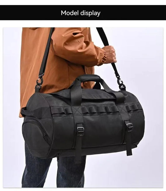 Men's Large Capacity Outdoor Camping Hiking Bag Waterproof Oxford Cloth Cross Body Storage with Dry Wet Separation