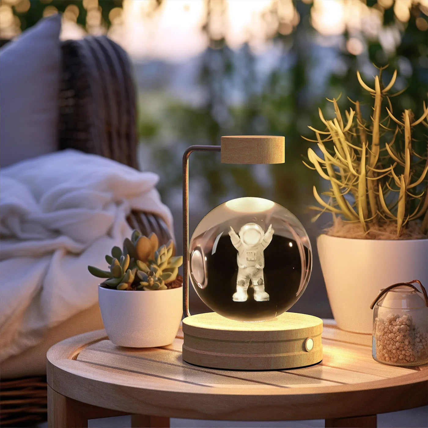 Crystal Ball Cosmic Dinosaur Indoor Night Light USB Powered Warm Bedside Lamp Birthday Gift
