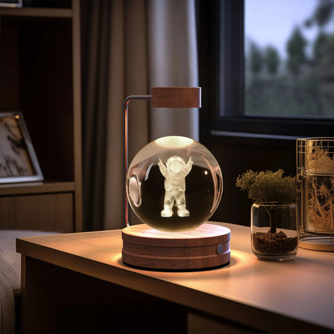 Crystal Ball Cosmic Dinosaur Indoor Night Light USB Powered Warm Bedside Lamp Birthday Gift