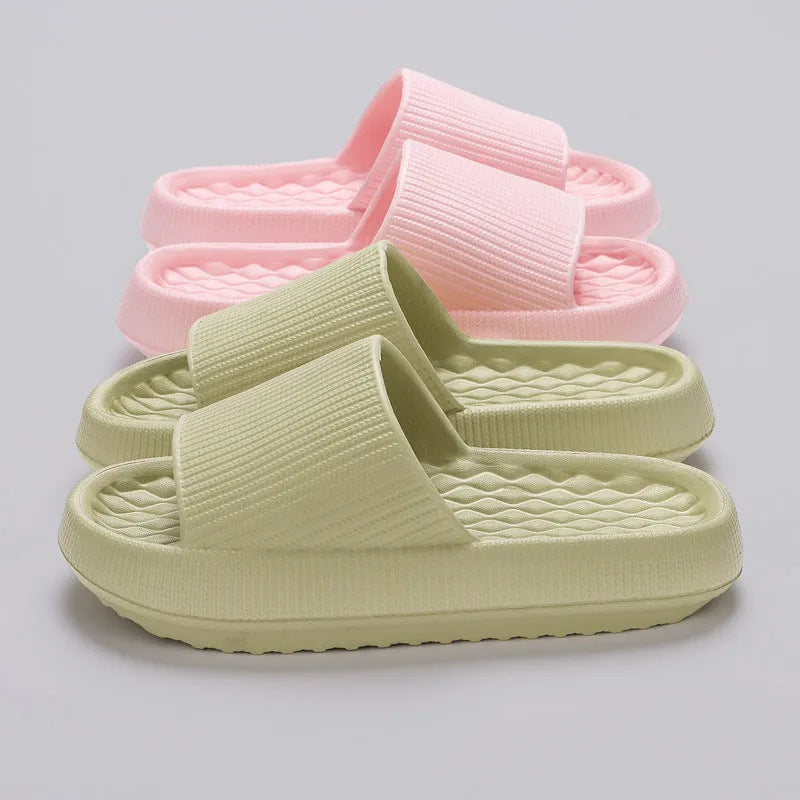 Summer EVA Slippers Solid Color Rhombus Stripe Anti Slip Home Shoes for Women