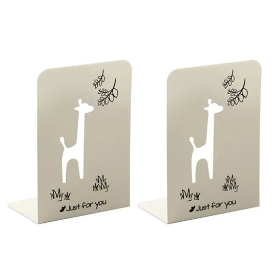 Student Cartoon Stand Bookshelf Office Storage Desktop Bookends Set of 2 Iron Hollow Bookends L Shaped Design