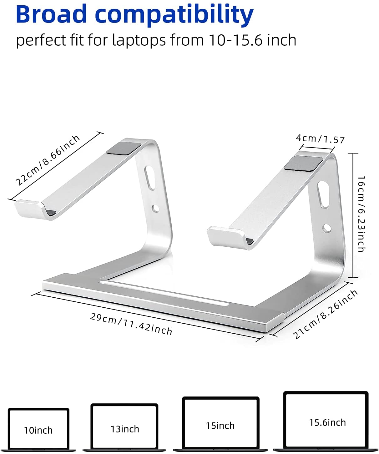 Laptop Stand, Computer Stand for Laptop, Aluminium Laptop Riser, Ergonomic Laptop Holder Compatible with MacBook Air Pro, Dell XPS, More 10-17 Inch