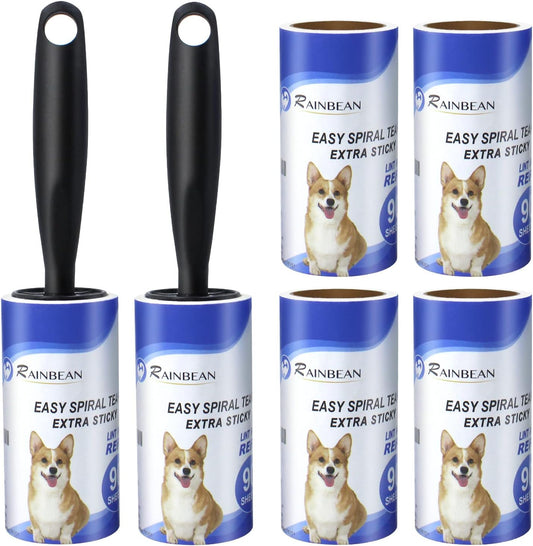 Lint Rollers For Pet Hair Extra Sticky, 540 Sheets 6 Refills Lint Roller With 2 Upgrade Handles, Portable Lint Remover Brush Pet Hair Remover For Dog Cat Hair Removal, Clothes, Furniture