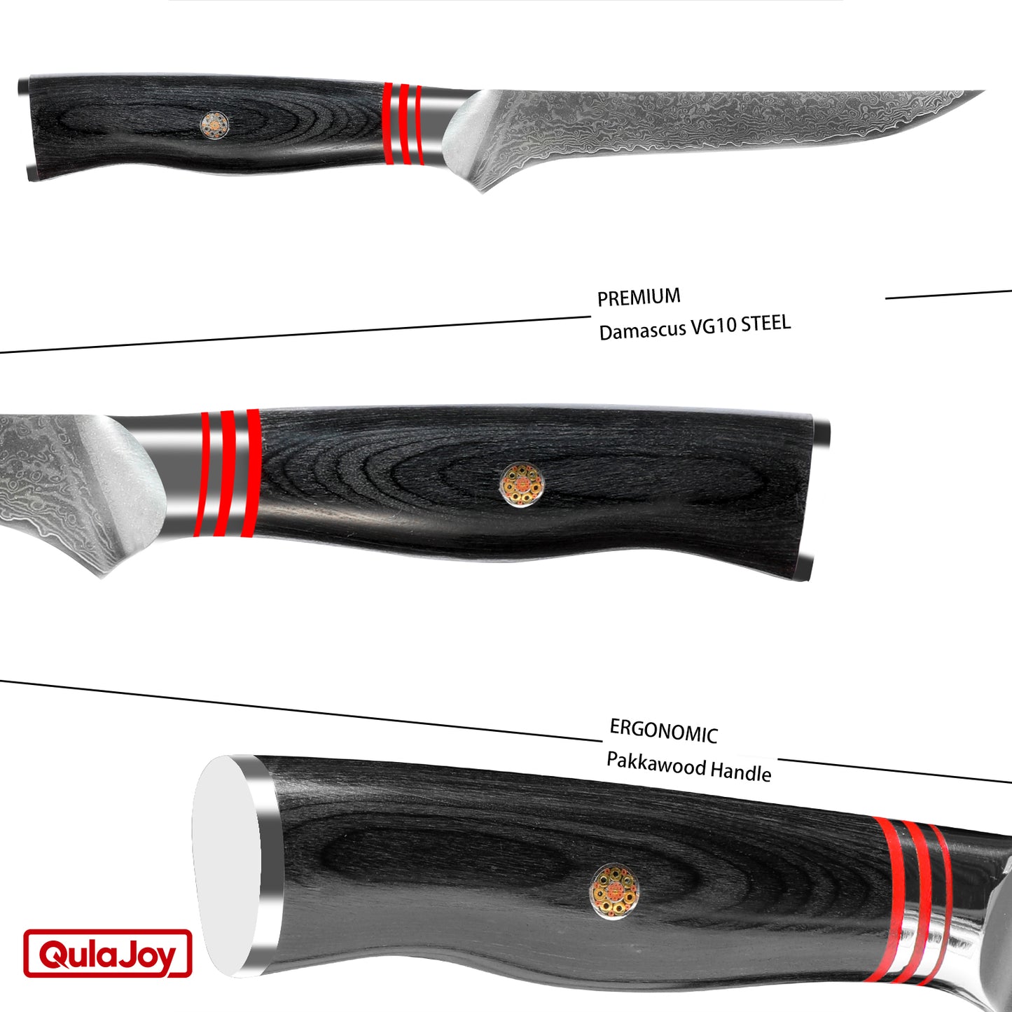 Qulajoy VG10 Chef Knife, 67-Layers Japanese Damascus Knife, 8 Inch Kitchen Knife With Ergonomic Handle, Razor Slicing Knife For Meat, Vegetable