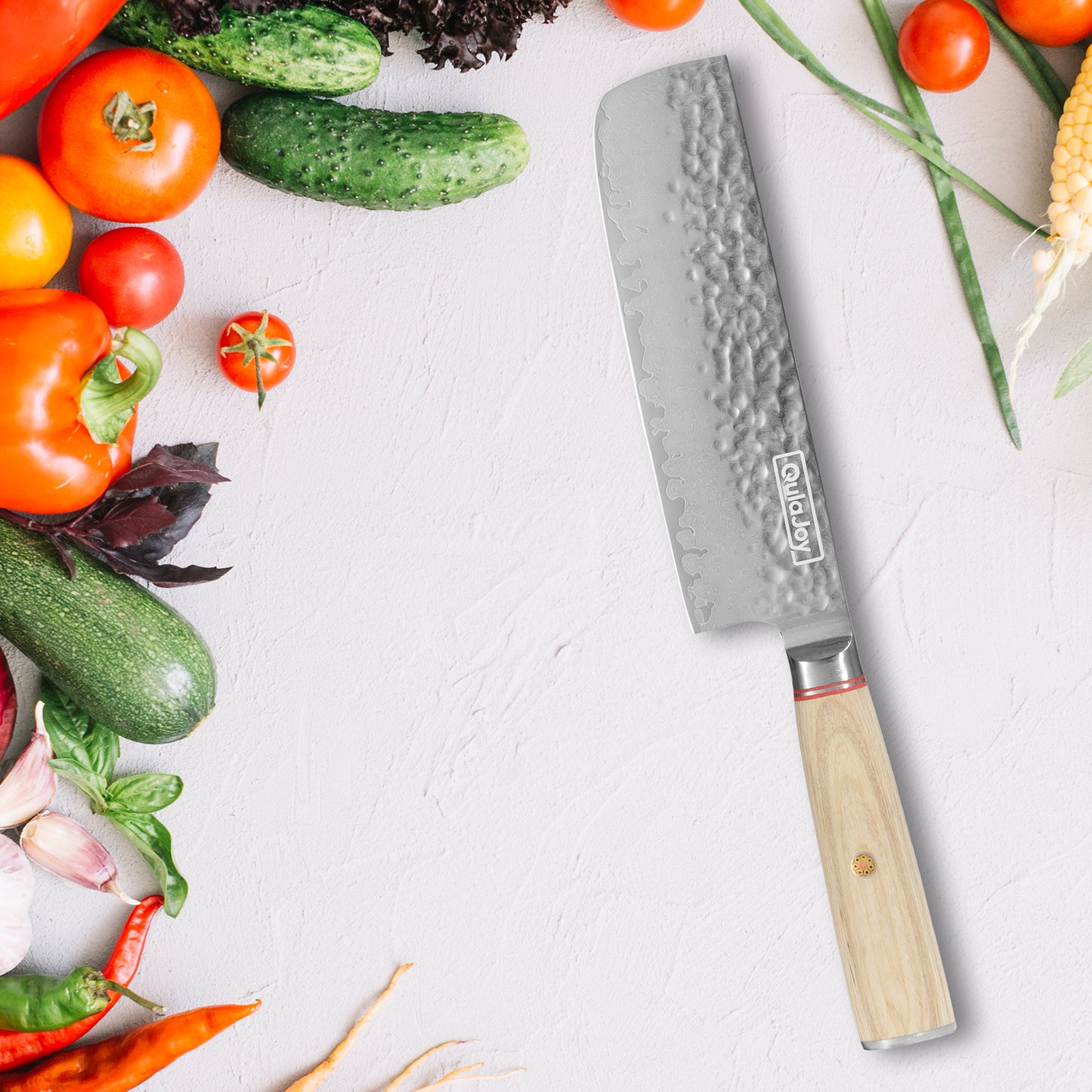 Qulajoy Nakiri Knife 6.9 Inch, Professional Vegetable Knife Japanese Kitchen Knives 67-Layers Damascus Chef Knife, Cooking Knife For Home Outdoor