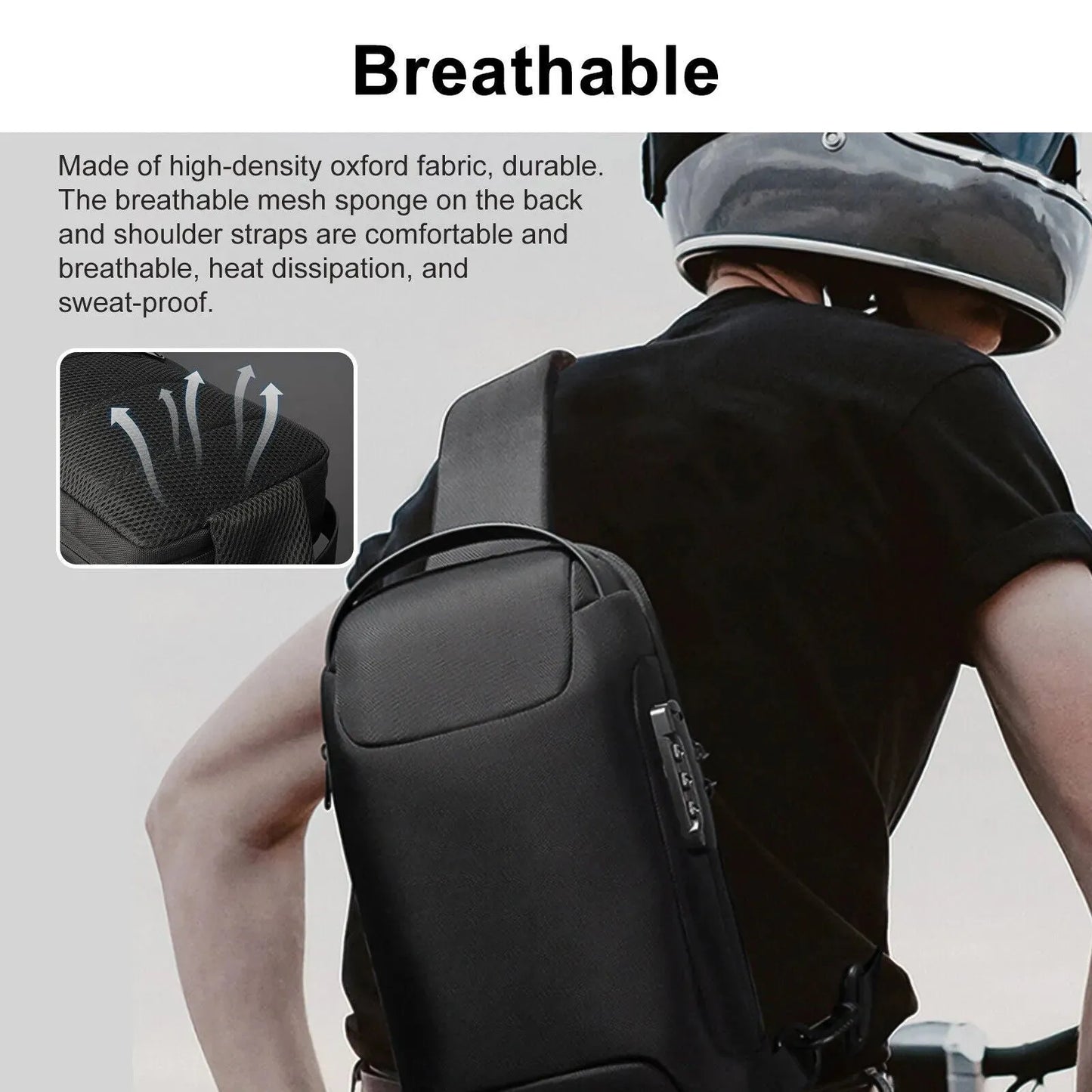 Men's Waterproof Oxford Multifunction Crossbody Sling Bag Anti Theft Shoulder Messenger Chest Pack with USB Charging Port