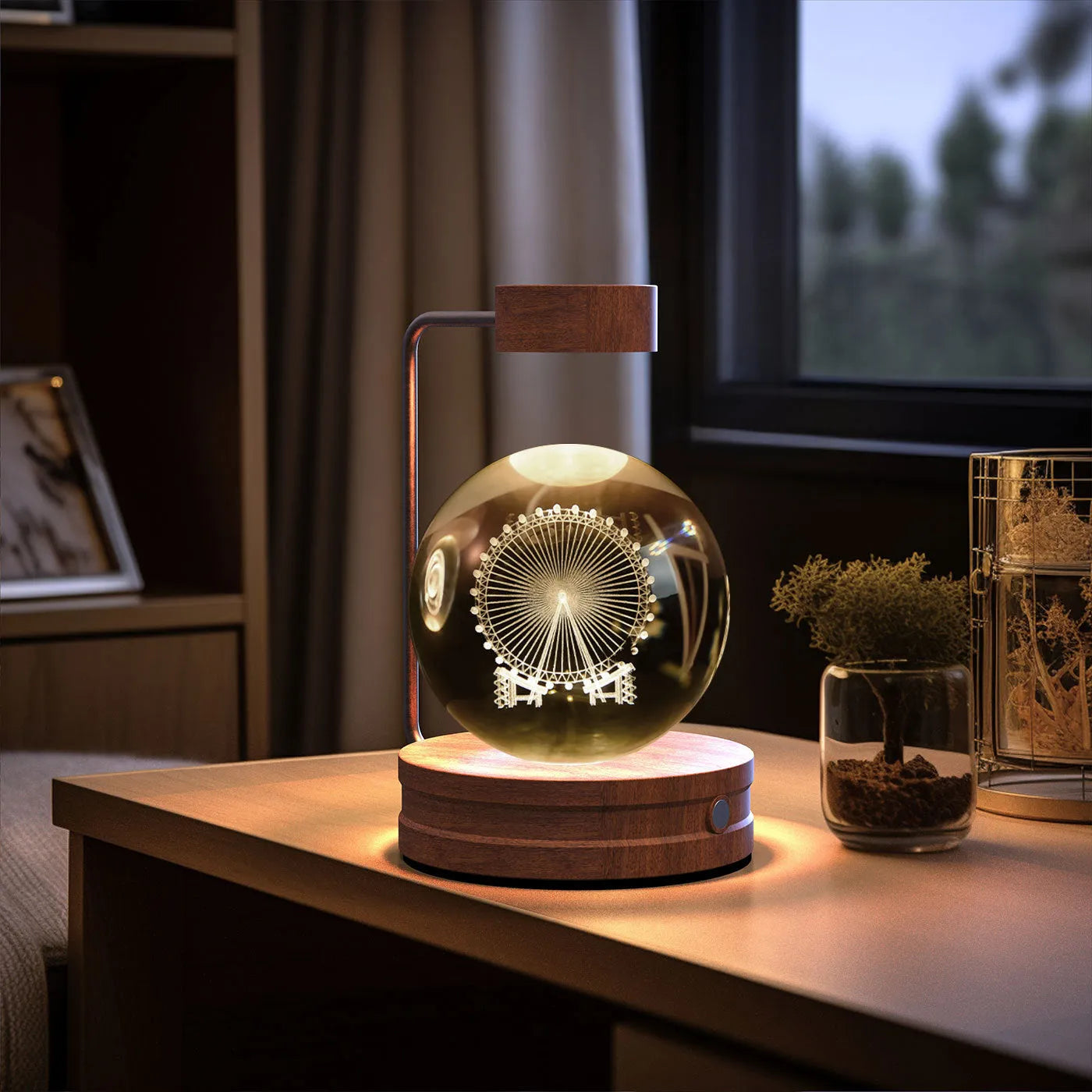 Crystal Ball Cosmic Dinosaur Indoor Night Light USB Powered Warm Bedside Lamp Birthday Gift