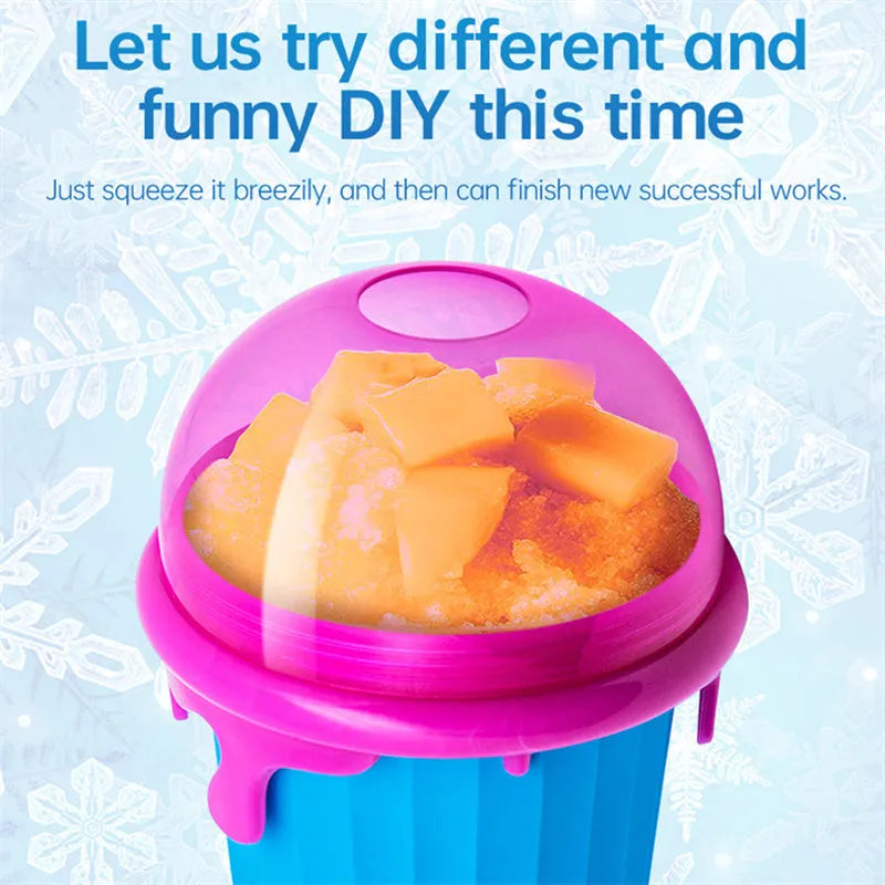 500ml Large Capacity Slushy Cup Summer Squeeze Homemade Juice Water Bottle Quick Frozen Smoothie Sand Cup Pinch Fast Cooling Magic Ice Cream Slushy