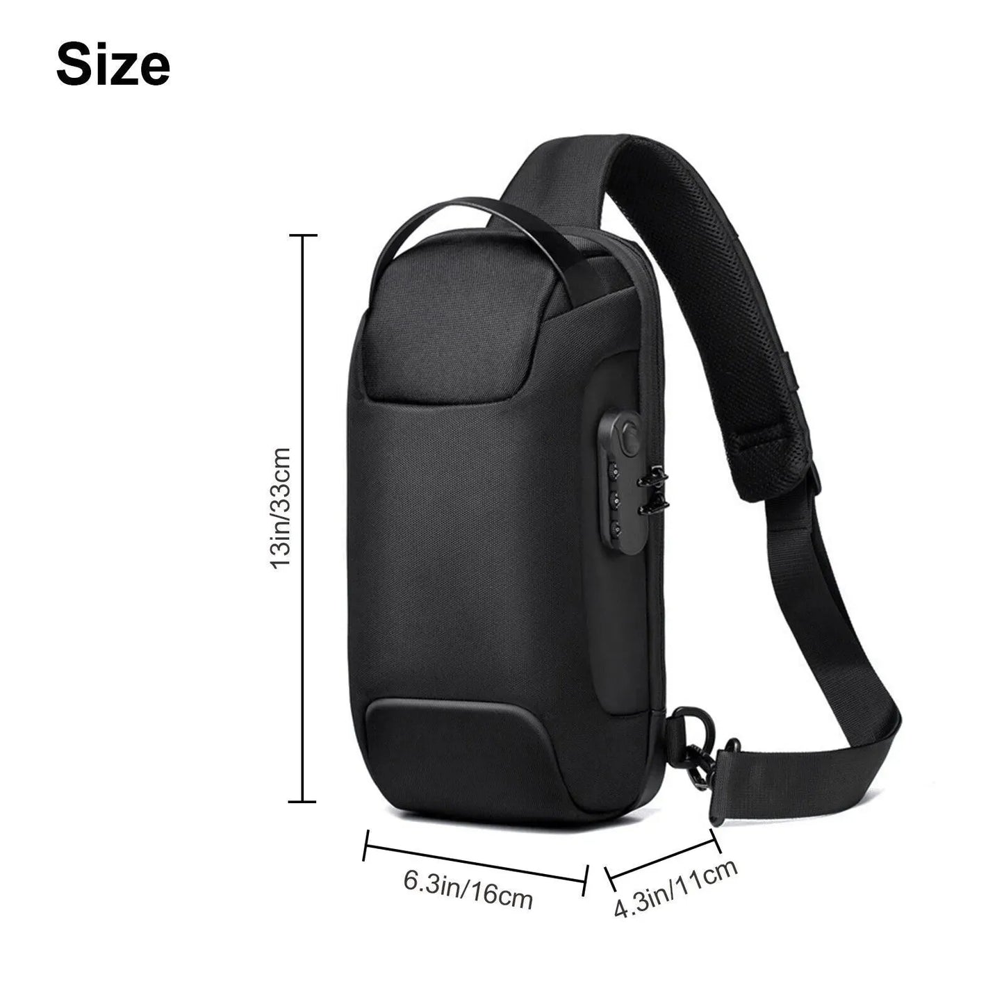 Men's Waterproof Oxford Multifunction Crossbody Sling Bag Anti Theft Shoulder Messenger Chest Pack with USB Charging Port