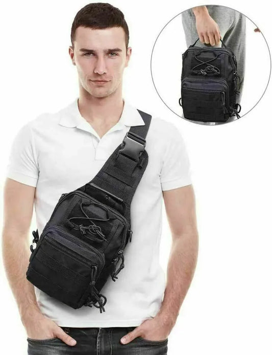 Men's Tactical Molle Sling Bag Military Shoulder Backpack for Cycling Hiking and Daily Use with Adjustable Strap