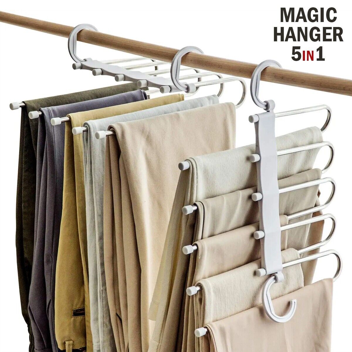 Wonder Metal Magic Hanger Pants Clothes Rack Hooks Space Saver Closet Organizers