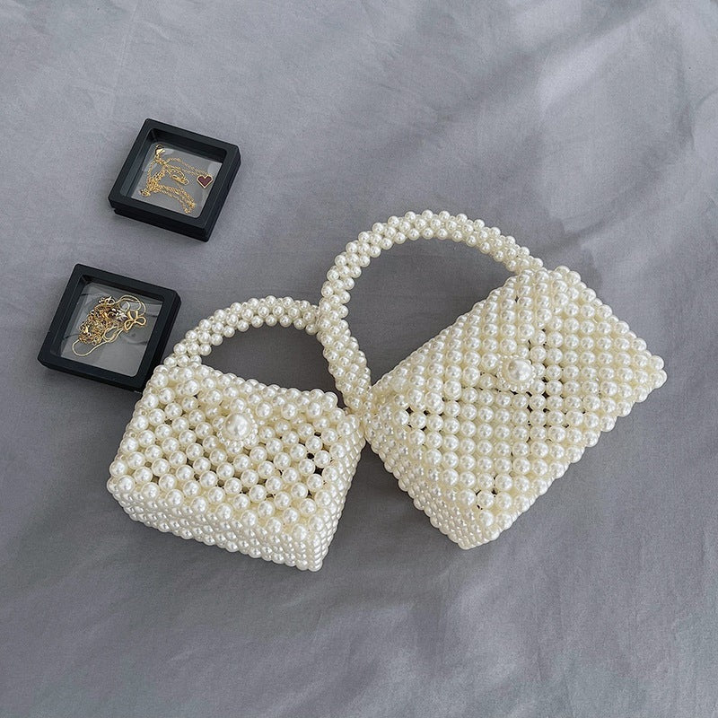 Children's Pearl Hand-woven Shoulder Crossbody Box Bag