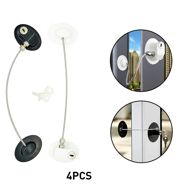 Window Security Chain Lock Multifunctional Window Cable Lock Door Security Guard for Baby Safety 1 Piece