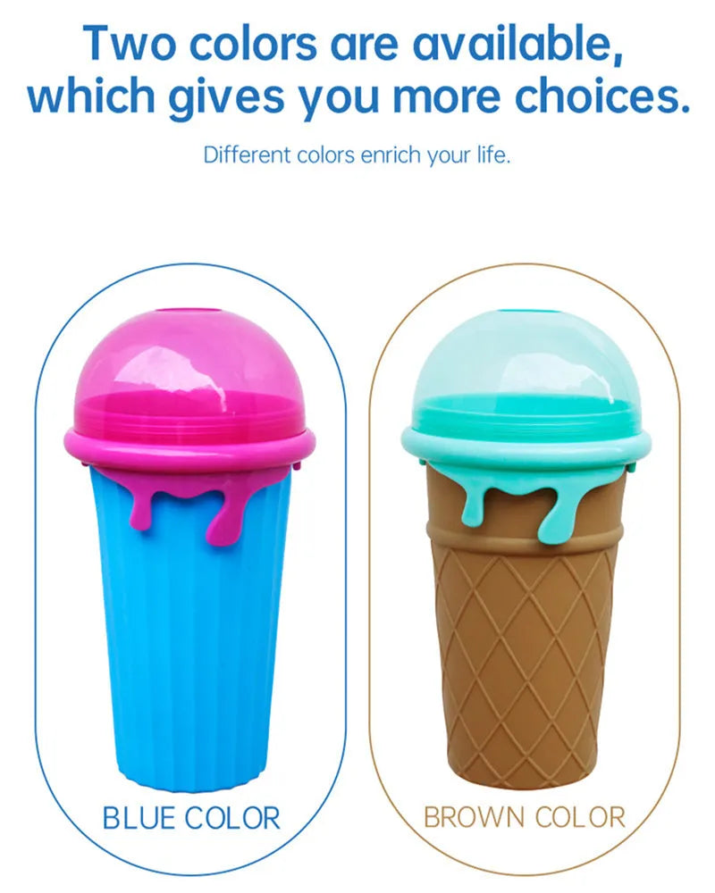500ml Large Capacity Slushy Cup Summer Squeeze Homemade Juice Water Bottle Quick Frozen Smoothie Sand Cup Pinch Fast Cooling Magic Ice Cream Slushy