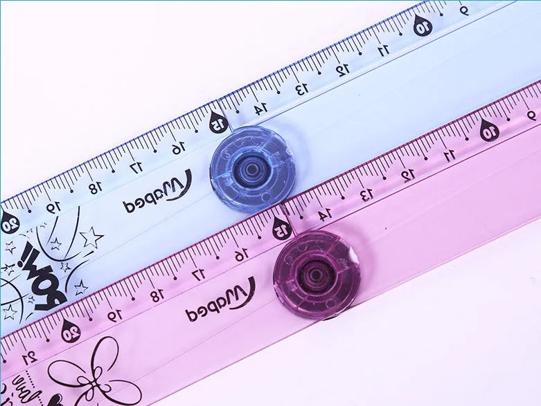 Folding Ruler 30cm Widened Rotary Ruler Multi Acrylic Angle Measurement Ruler Clear Flexible Black And White