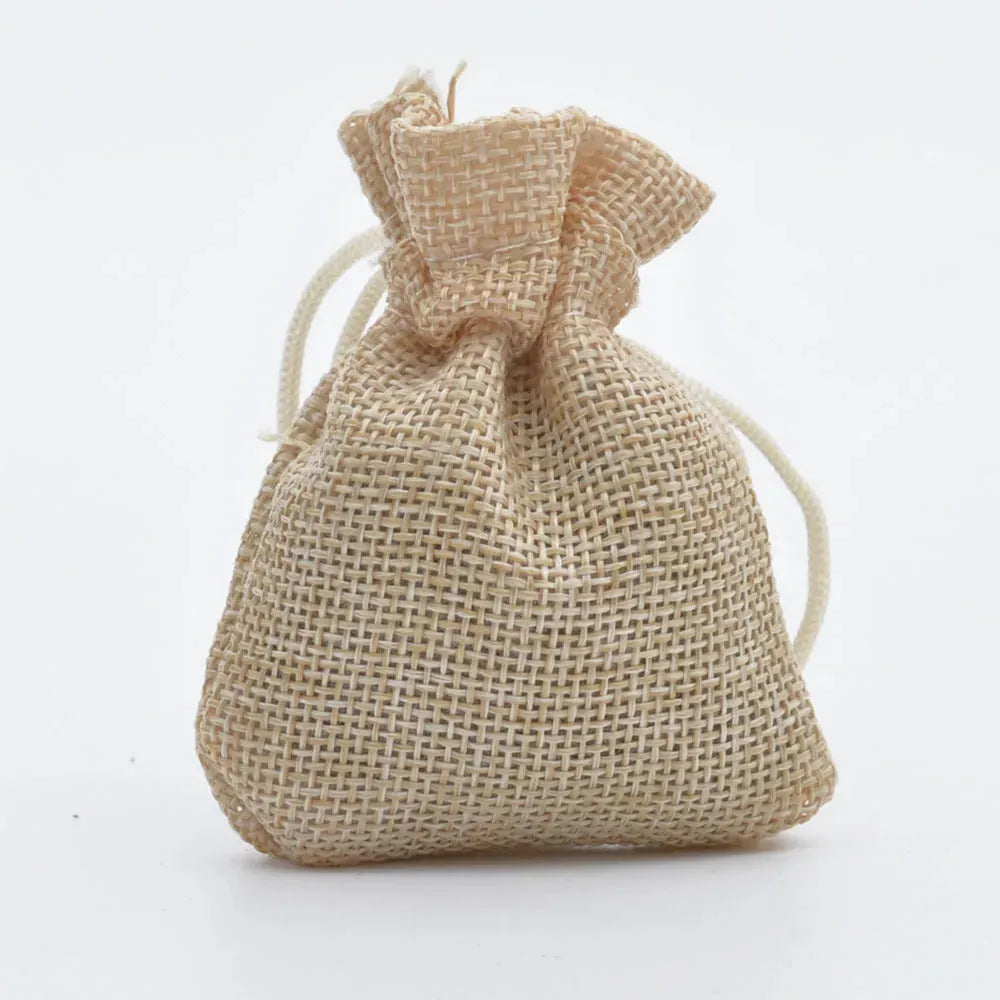 Mini Drawstring Linen Jewelry Bag Small Cloth Gift Packaging Bag for Weddings Gifts and Commemorations