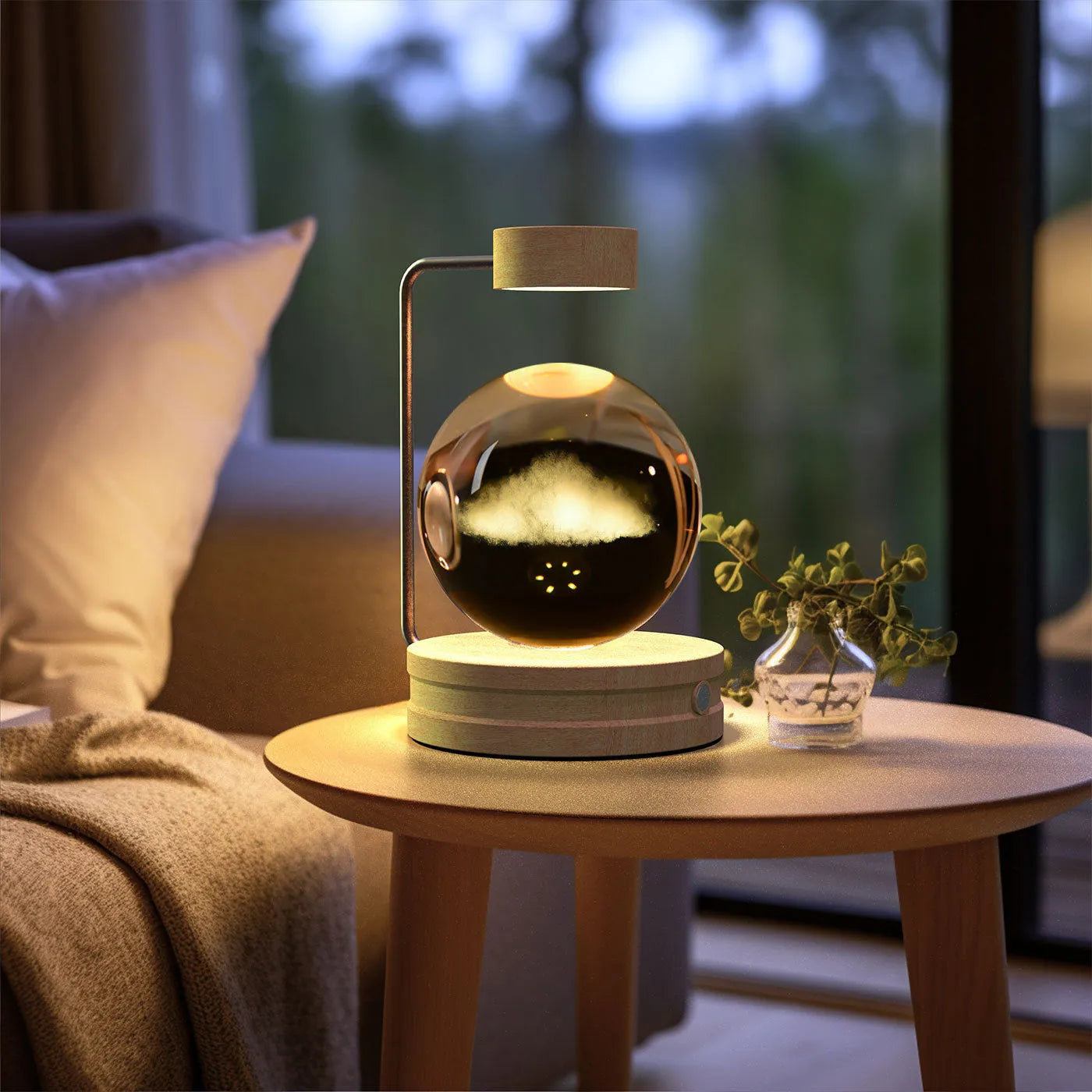 Crystal Ball Cosmic Dinosaur Indoor Night Light USB Powered Warm Bedside Lamp Birthday Gift
