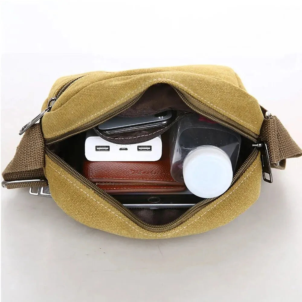 Men's Retro Canvas Crossbody Messenger Bag Casual Shoulder Satchel for Travel Work and Daily Use
