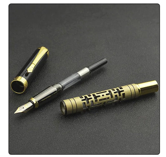 Luxury Metal Fountain Pen with Fine Nib Smooth Writing Pen and Ink Converter Gift Box Calligraphy Pens for Business Writing