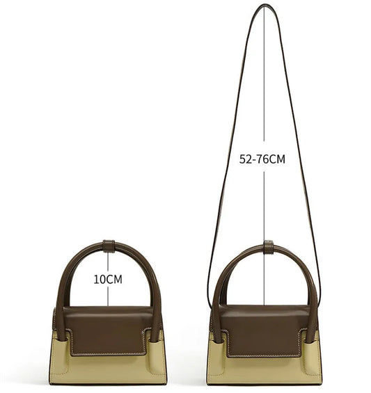Fashion Tote Crossbody Shoulder Bag Cowhide Material Adjustable Strap Microfiber Lining 18CM x 7CM x 12CM